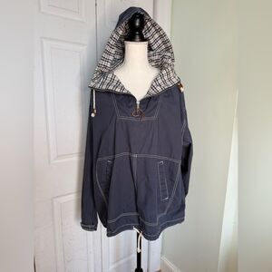 Y2K Vintage Streetwear Denim Navy Blue Gap Hooded Jacket Sz L